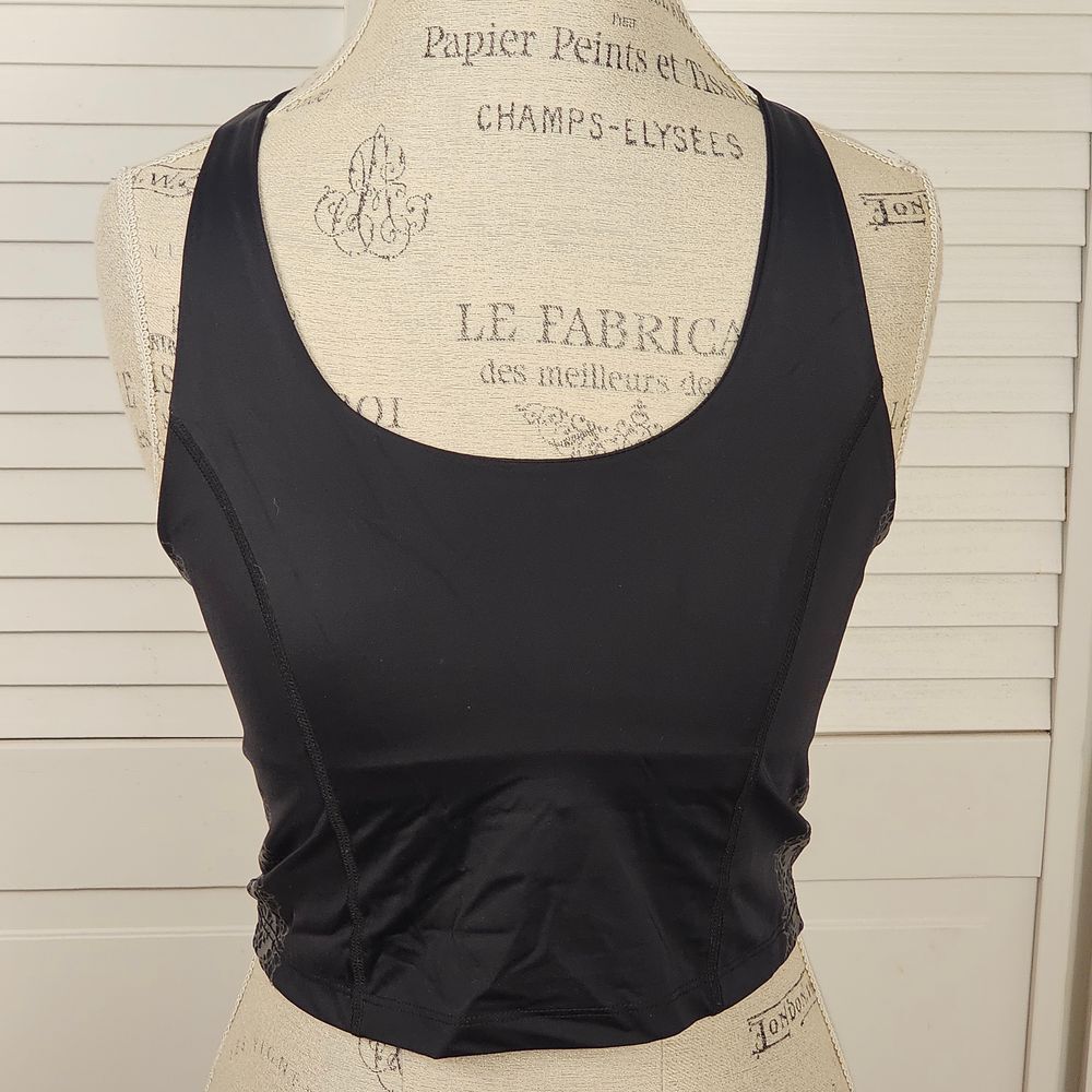 Beyond Yoga Womens Black Silver Side Design Cropped Tank Top Medium